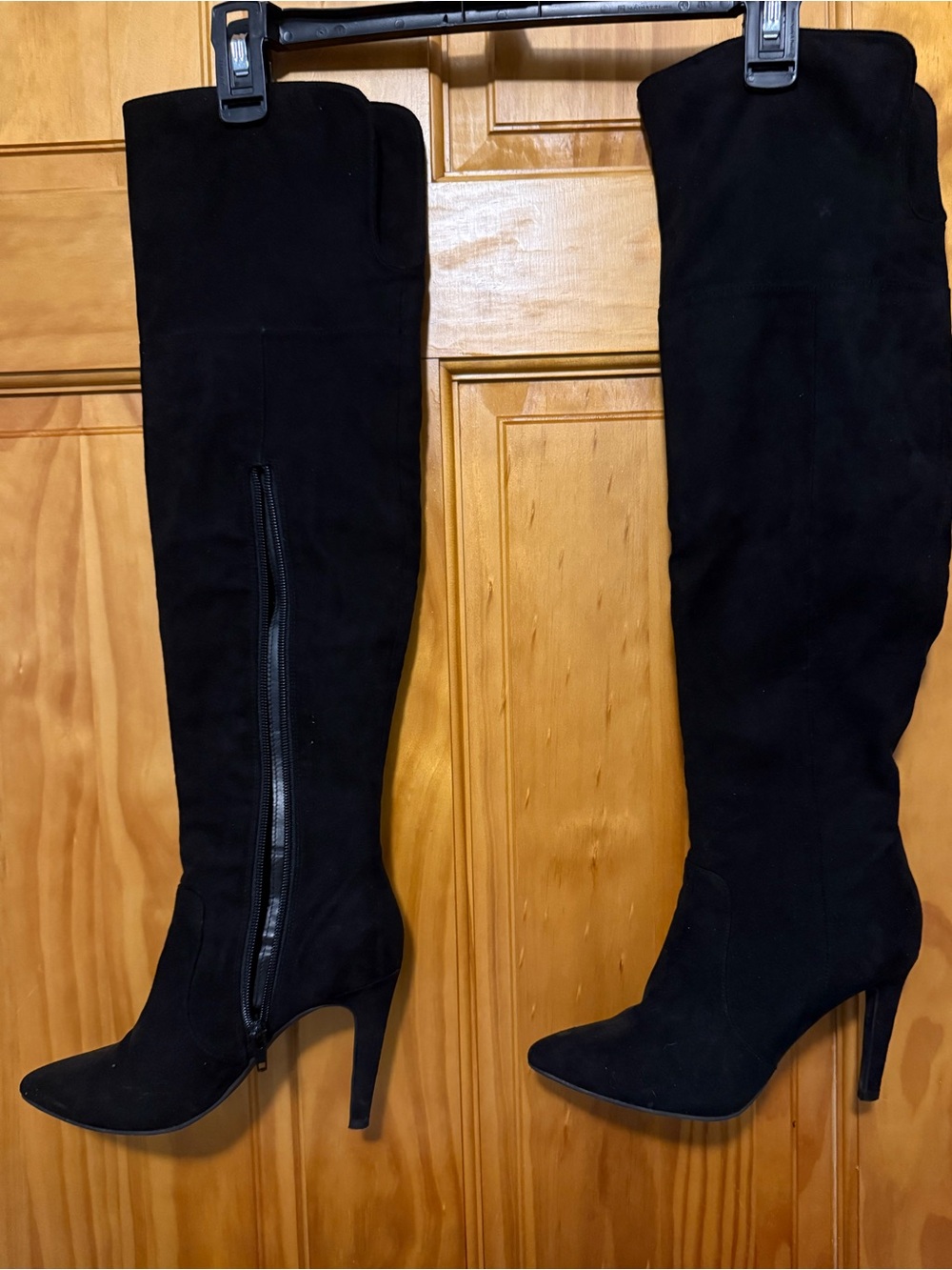 Tesori Black Over-the-Knee Suede Stiletto Boots